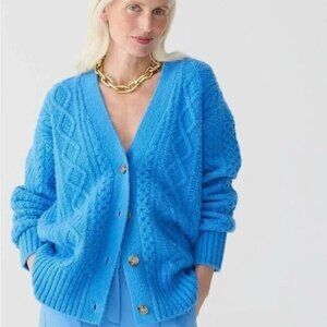 J. Crew Blue Cable Knit Cardigan